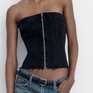 Zara Black Denim Corset Sz XS